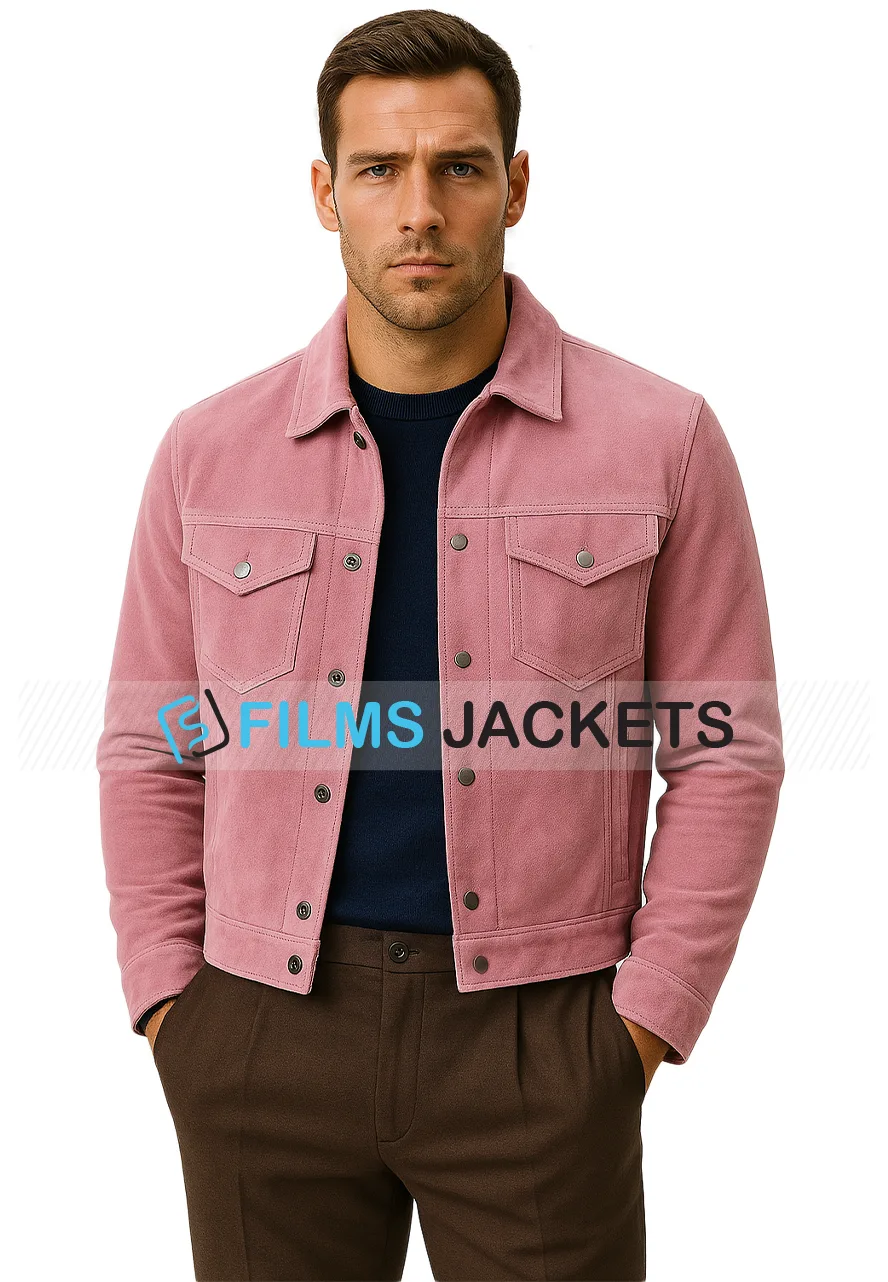 Mens Pink Suede Jacket