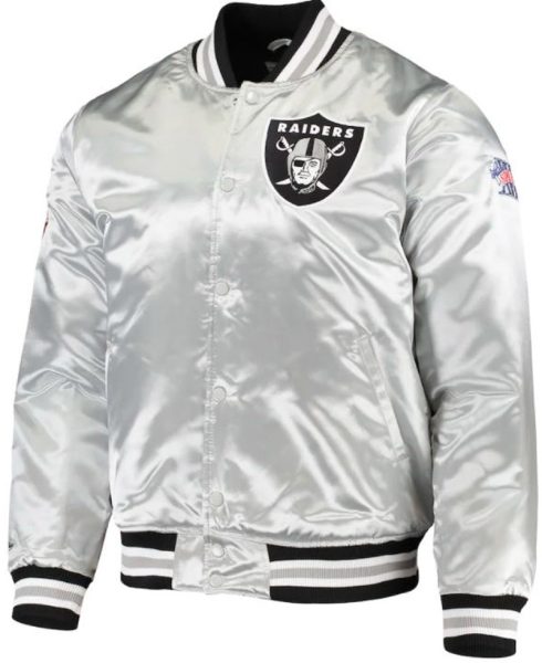 Men's Raiders Las Vegas Bomber Silver Jacket
