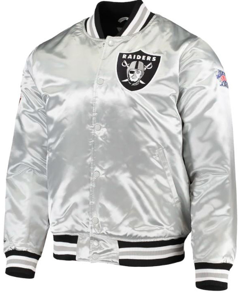 Men's Raiders Las Vegas Bomber Silver Jacket