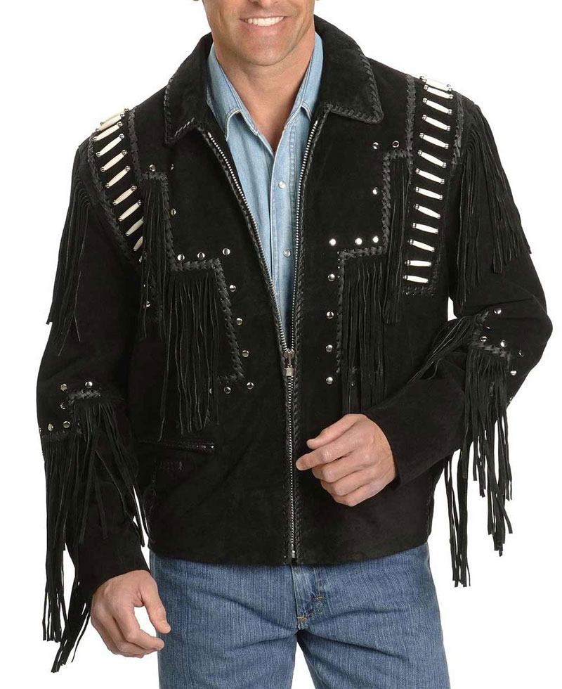 Men's Reynaldo Fringe Black Jacket