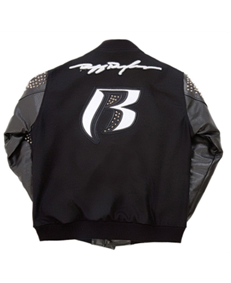 Men's Ruff Ryders Black Letterman Jacket