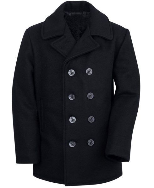 Men's Sailor Wool Black Peacoat