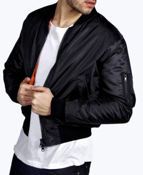 Men's Satin Cropped Blue Jacket
