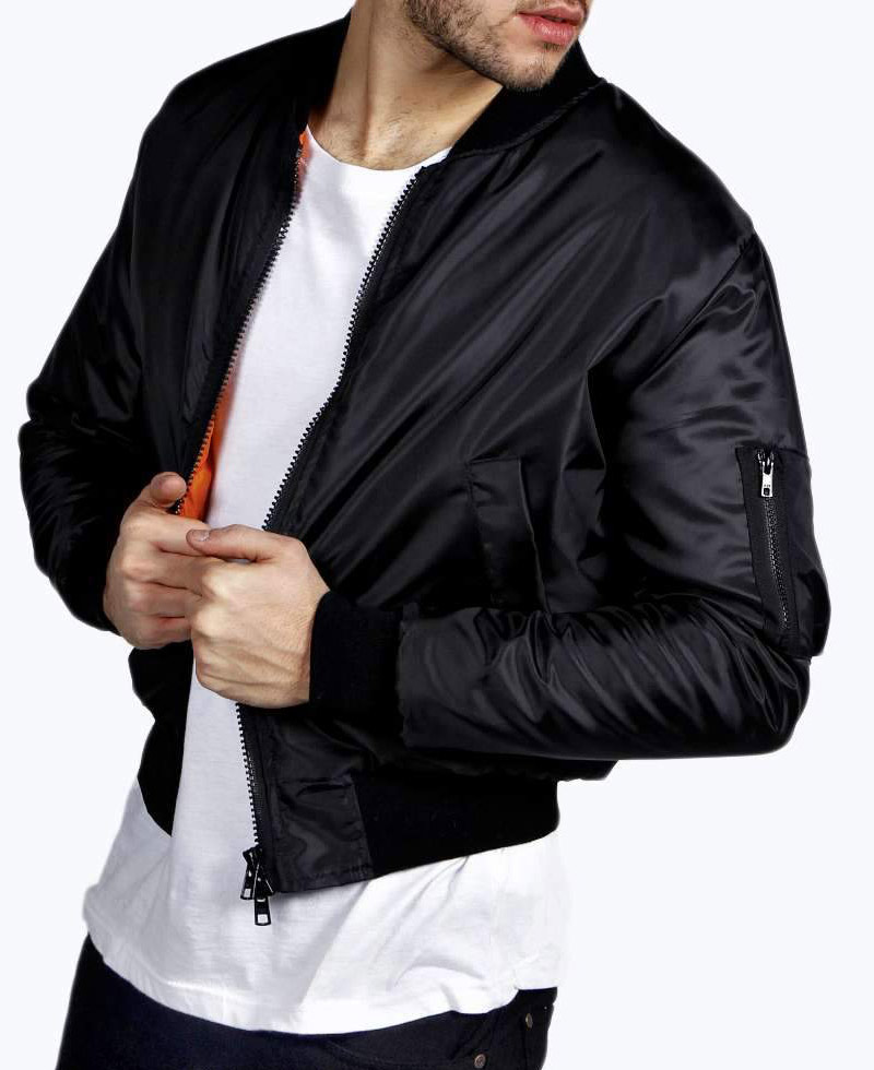 Men's Satin Cropped Blue Jacket