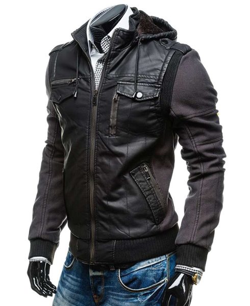 Men's Shearling Black Faux Leather Jacket