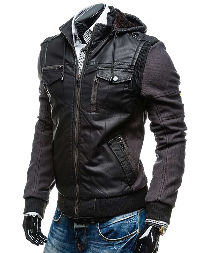 Men's Shearling Black Faux Leather Jacket