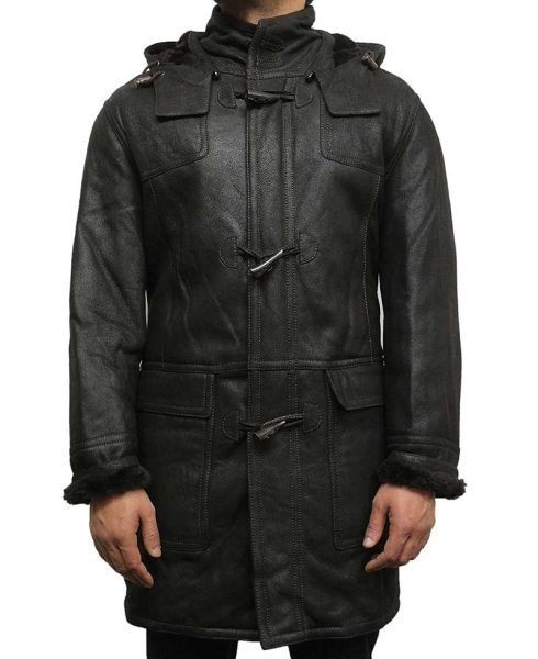 Men's Duffle Shearling Sheepskin Leather Coat