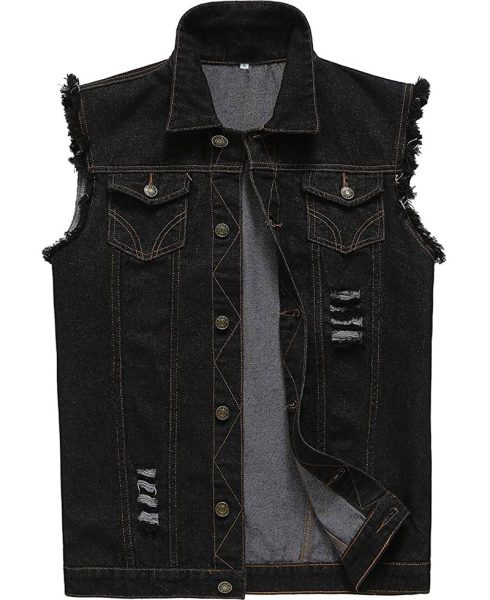 Men's Denim Black Vest