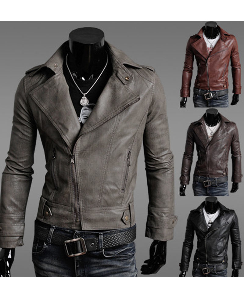 Men's Slim Fit Biker Style Leather Jacket