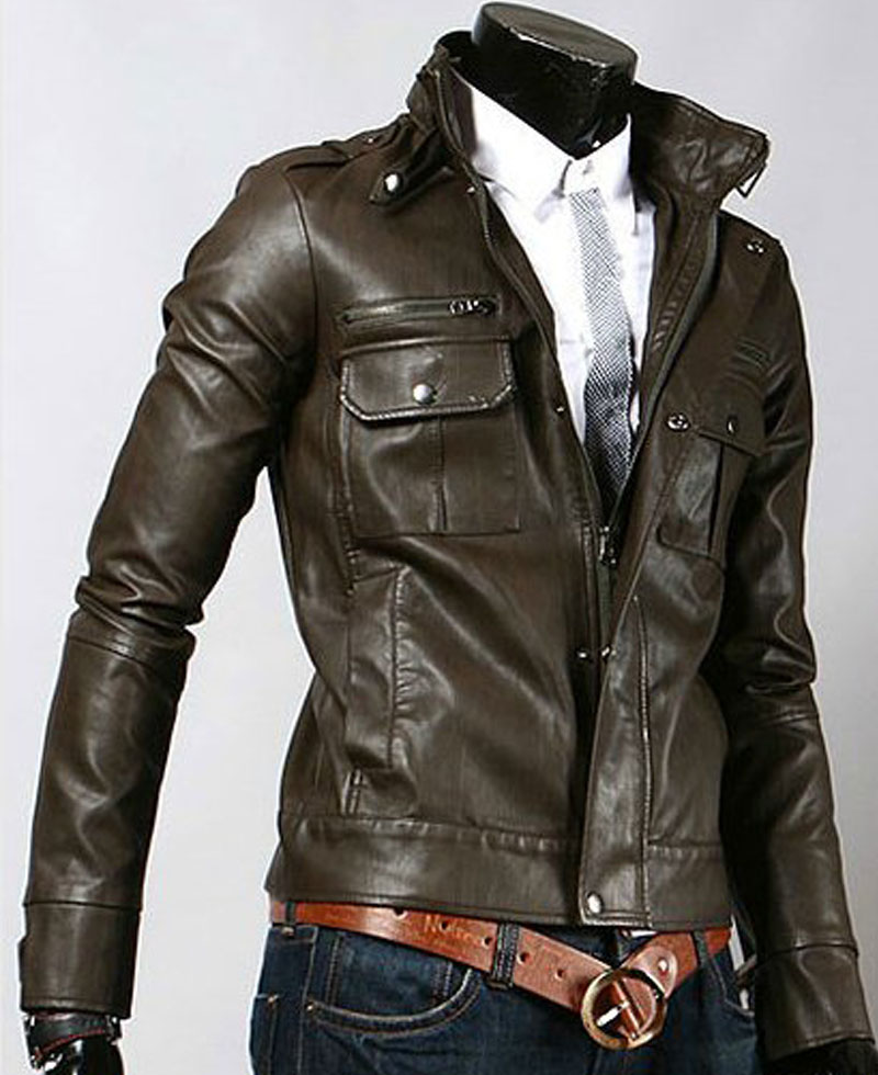 Men's Slim Fit Elegant Dark Brown Leather Jacket