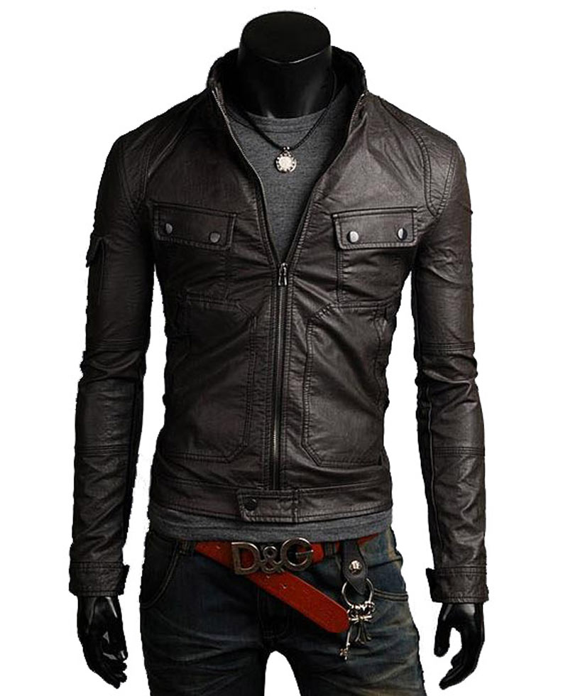 Men's Slim Fit Rider Style Black Leather Jacket