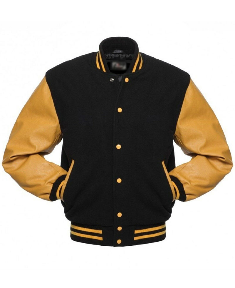 Men's College Varsity Black and Yellow Jacket