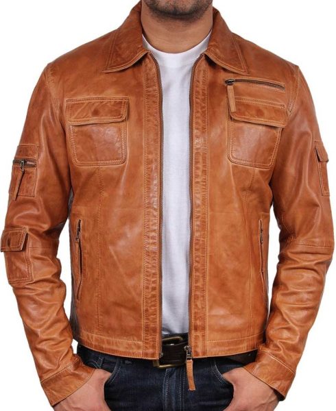tan brown leather jacket