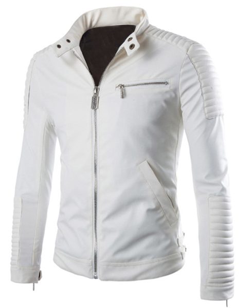 Men's Biker Washington White Leather Jacket