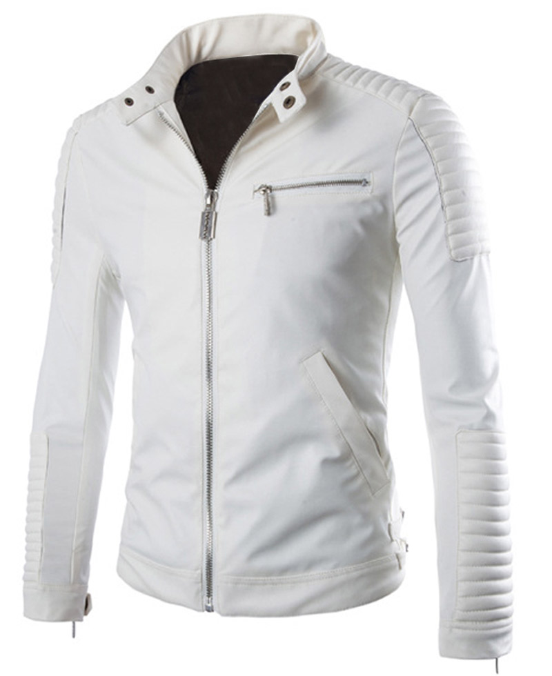 Men's Biker Washington White Leather Jacket