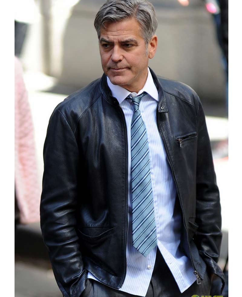 George Clooney Money Monster Film Lee Gates Leather Jacket