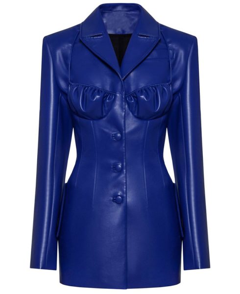 Perrie Edwards MTV Blue Leather Jacket