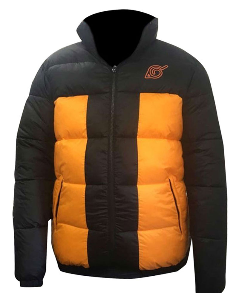 Shippuden Uzumaki  Puffer Black and Orange Jacket