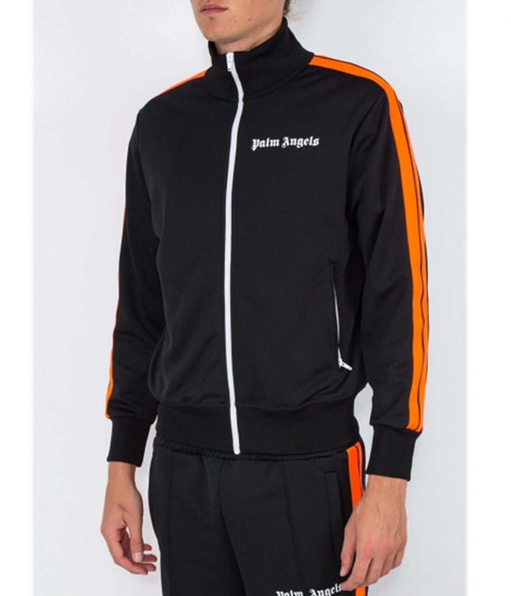 Palm Angels Polyester Track Black and Orange Jacket