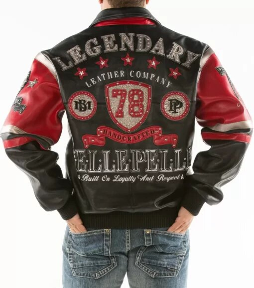 Pelle Pelle Black Red Encrusted Studded Jacket