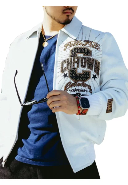 pelle pelle chi-town white leather jacket