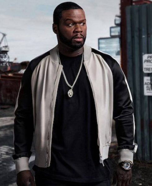 Power 50 Cent Black and White Bomber Leather Jacket