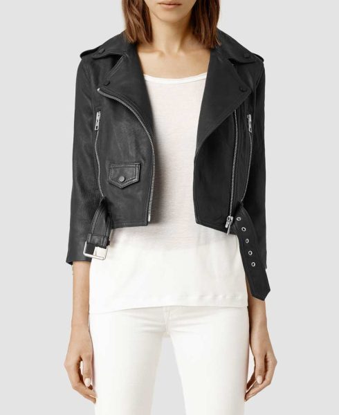 Pretty Little Liars Lucy Hale Biker Black Leather Jacket