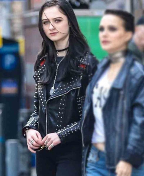 Raffey Cassidy Vox Lux Studded Leather Jacket
