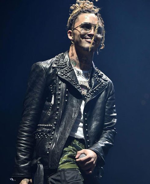 Lil Pump Studded Biker Leather Jacket