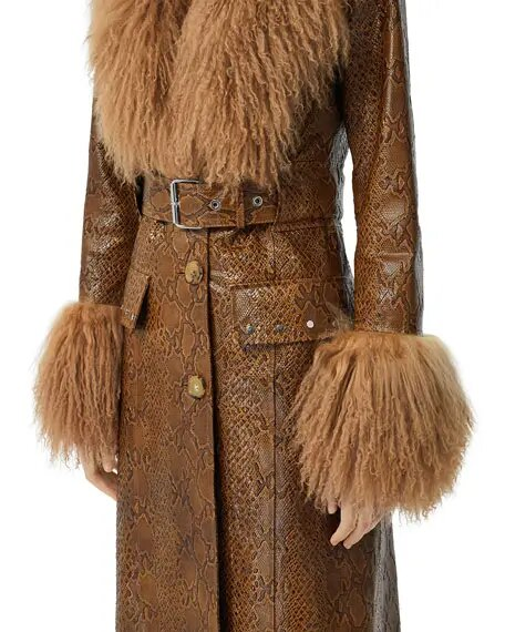 Red Notice Gal Gadot Fur Leather Coat