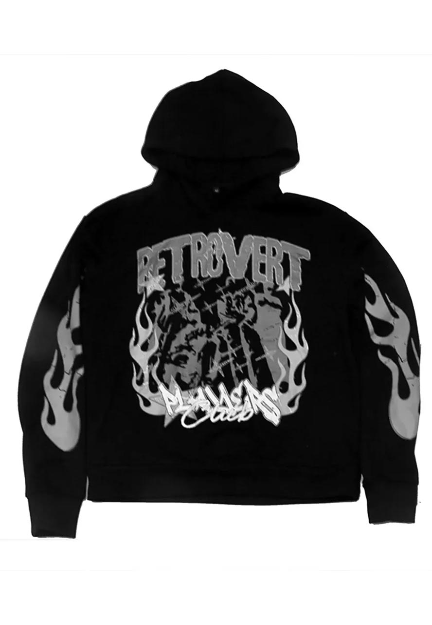 Retrovert Flame Black Hoodie