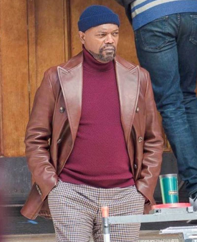 Shaft Samuel L Jackson Brown Leather Peacoat