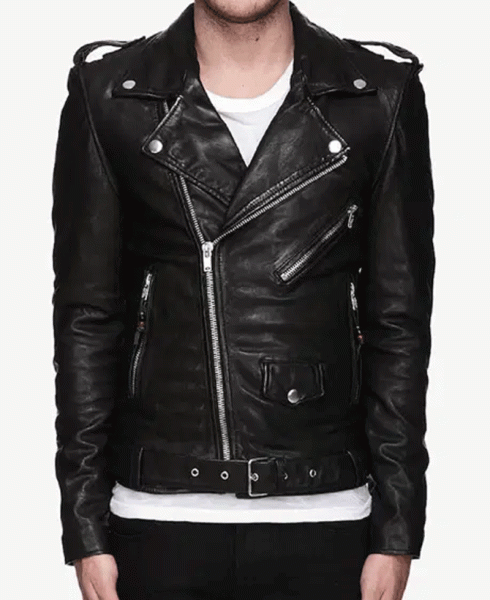 Singer Brandon Flowers Black Leather Jacket