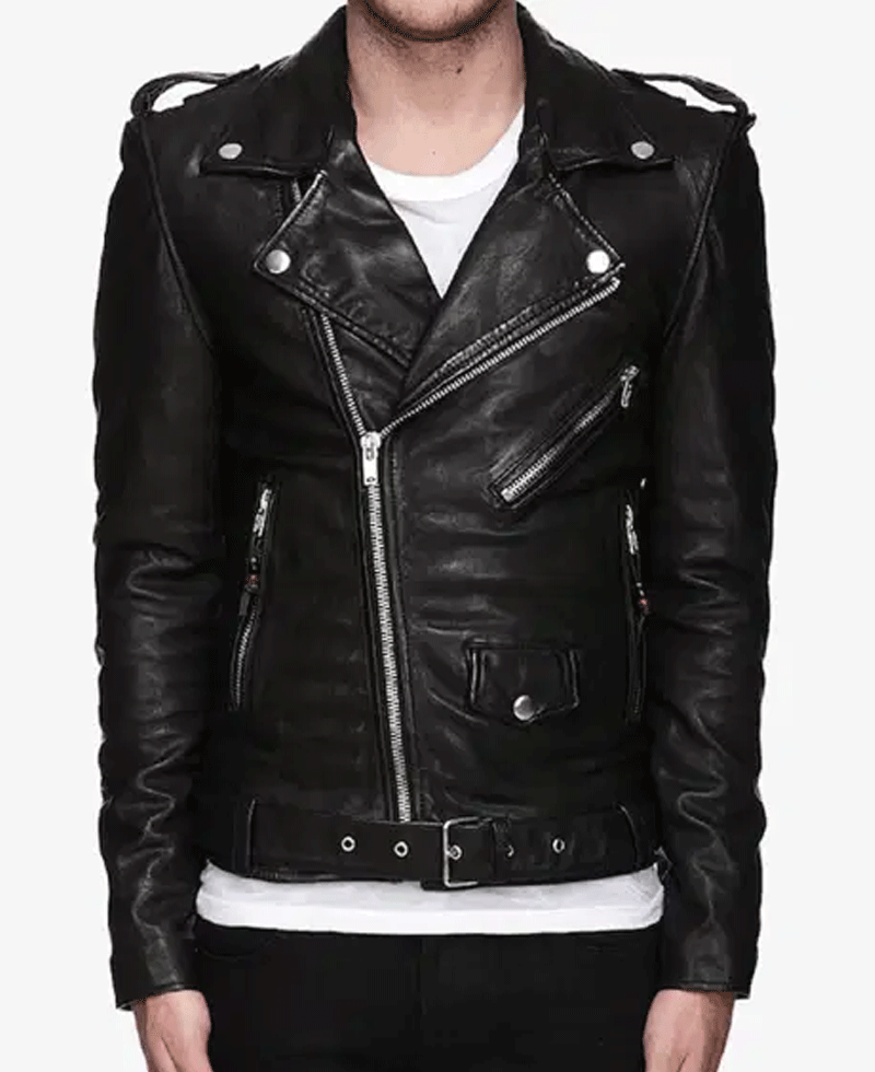 Singer Brandon Flowers Black Leather Jacket