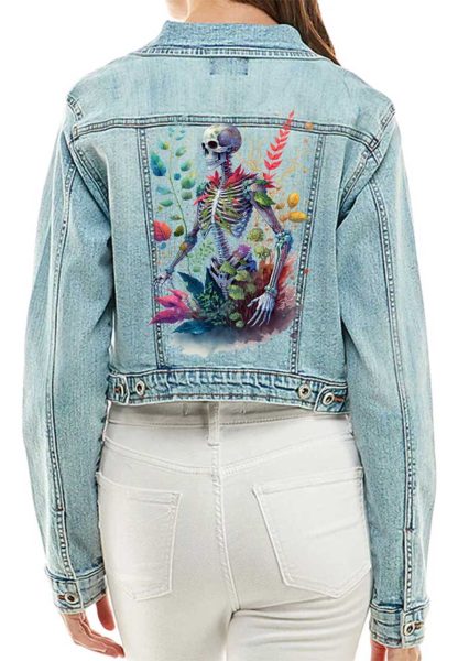 Skeleton Print Cropped Ladies Jacket