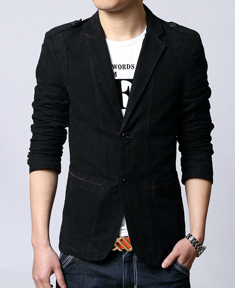 Men's Slim Fit Black Casual Jacket