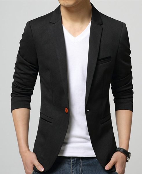 Men's Slim Fit Black Formal Jacket