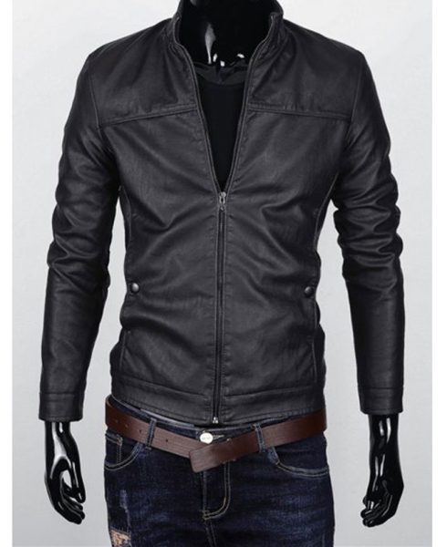 Men's Slim Fit Stand Collar Zipper Up Jacket
