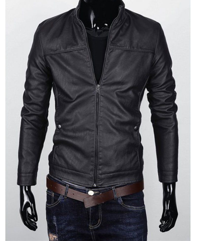 Men's Slim Fit Stand Collar Zipper Up Jacket