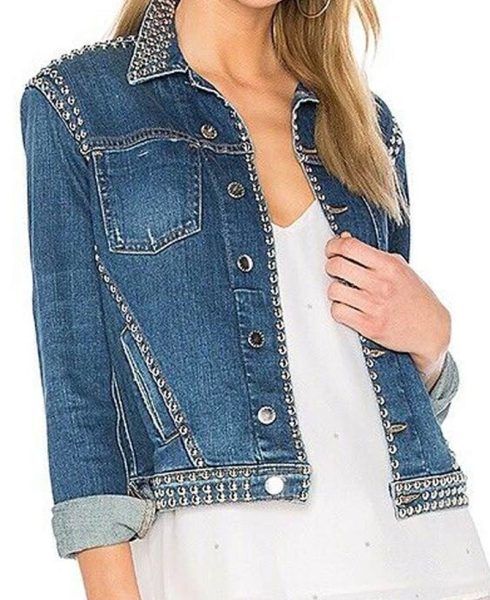 Spinning Out Amanda Zhou Blue Studded Jacket