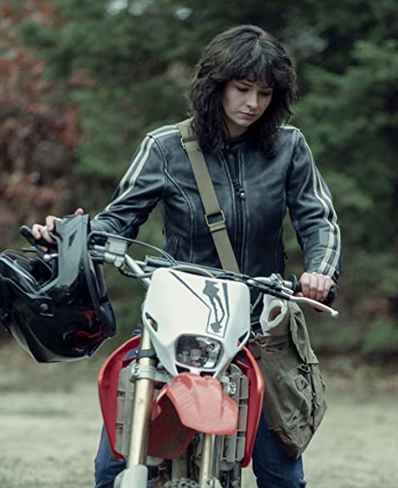 NOS4A2 Ashleigh Cummings Striped Motorcycle Jacket