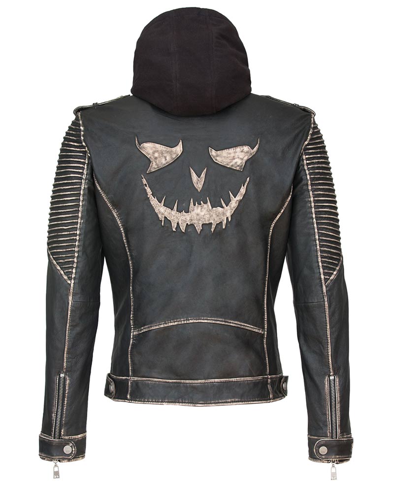 Joker Face The Killing Leather Jacket with Hoodie