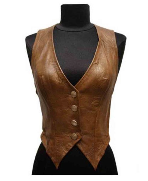 Catherine Bach The Dukes of Hazzard Brown Leather Vest