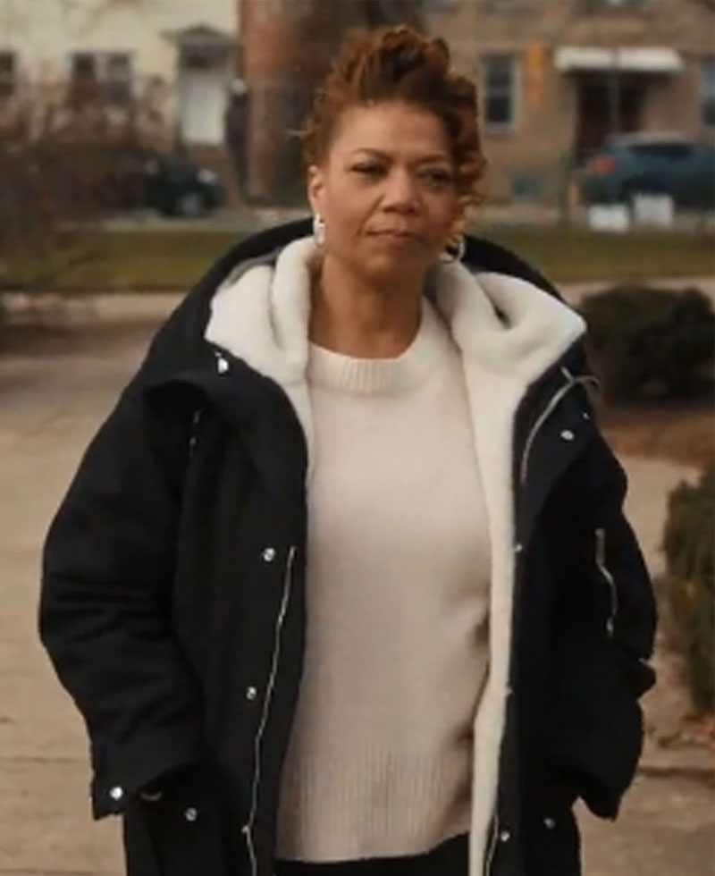 The Equalizer Queen Latifah Black Cotton Shearling Coat