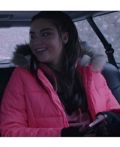 Devery Jacobs The Lie Pink Puffer Coat