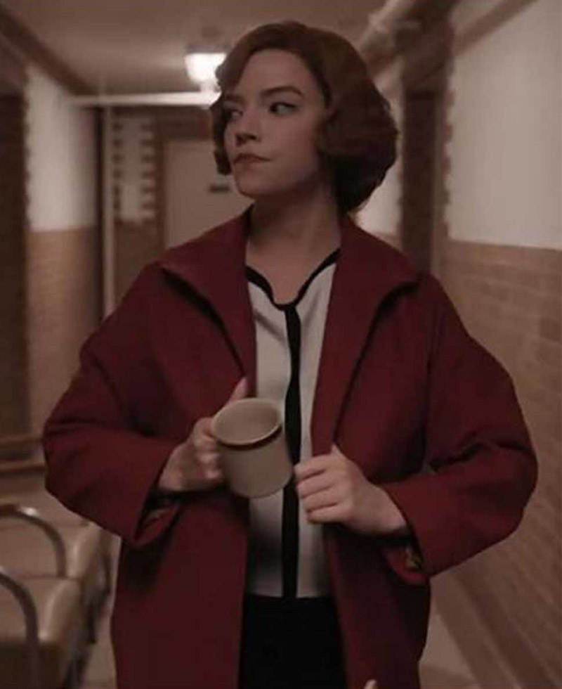 Anya Taylor Joy The Queen's Gambit Wool Red Coat