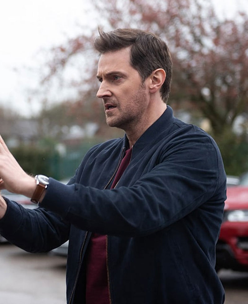 The Stranger Richard Armitage Blue Suede Jacket