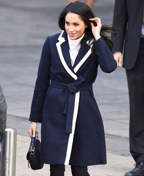 Meghan Markle Wrap Tipped Belted Coat