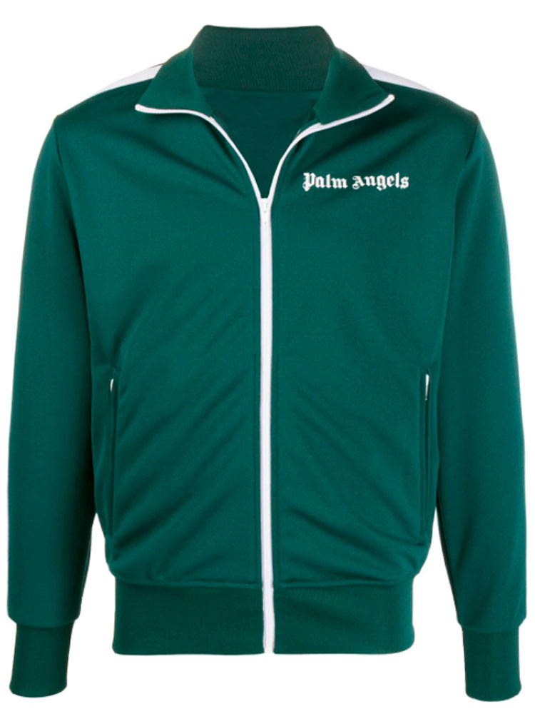 Palm Angels Polyester Striped Track Green Jacket