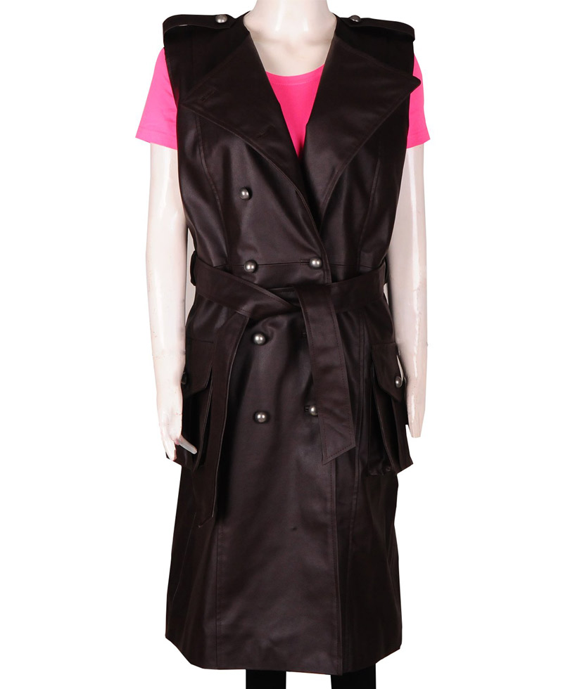 Troian Bellisario Pretty Little Liars Black Leather Vest Coat